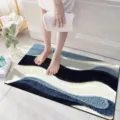 Detailed view of the wave patterned absorbent bath mat showing its soft 3d velvet texture. - Visual 3D Fleece - 8