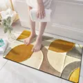Bathroom floor mat detail scene, soft absorbent geometric velvet rug for home decor. - Visual 3D Fleece - 11