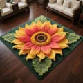 3D sunflower plush floor mat, large decorative rug for living room, cozy bedroom carpet. - 40x40cm (Crystal Velvet) / Peacock Floral——4