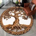 Round 3D tree crystal velvet floor mat for living room and bedroom home decor rug. - 40x40cm (Crystal Velvet) / Big Tree - 1