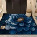 Luxurious crystal velvet floor mat with large blue floral pattern, anti-slip and absorbent. - 40*60cm (Crystal Velvet) / Luxury Large Flowers - 1