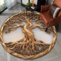 Ronde 3D boom kristal fluweel vloermat voor woonkamer slaapkamer bedmat decor. - Grote boom 6