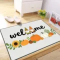 Fall harvest welcome doormat with cute gnomes and pumpkins, non-slip floor mat for home entryway. - Halloween - 20