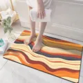 3D wave absorbent bath mat, anti-slip diatom mud floor rug for bathroom, orange brown color - Visual 3D Fleece - 14