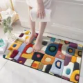 Colorful geometric 3D velvet diatom mud bath mat, absorbent non-slip floor mat for bathroom. - 3D Visual Velvet——21