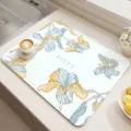 Tappetino scolapiatti in terra diatomacea con fiori freschi per cucina, assorbente e antiscivolo. - Xiyu