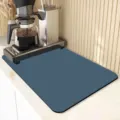 Solid color coffee machine mat kitchen counter absorbent diatom mud soft mat for tableware. - Blue