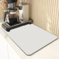 Solid color coffee maker mat for kitchen countertop absorbent pad product detail view - White