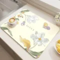 Tappetino scolapiatti in diatomite con fiori per cucina, tappetino assorbente caffè. - Yuexi