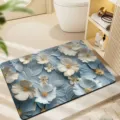 3D Floral Absorbent Bath Mat Non-Slip Floor Mat for Bathroom Hallway Home Decor - Beach Flip-Flops 7