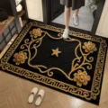 New Chinese style absorbent doormat with gold rope floral pattern for entryway decor - Wool Style 25