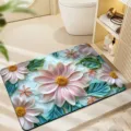 3D bloemen diatomeeënaarde badmat, zachte absorberende antislip vloermat voor badkamer en hal. - Amerikaans Bloemen 7