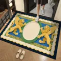 Non-slip absorbent diatomaceous earth door mat with vintage lion and crown heraldic design. - Wool Style 1 / 40x60cm