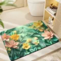 Absorbent diatom mud bathroom floor mat with 3D floral print, non-slip entryway rug for home. - Beach Flip-Flops 9