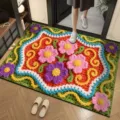 Cozy floral crochet-style absorbent floor mat, anti-slip bathroom and hallway rug. - Wool Style 4 / 40x60cm