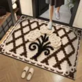 New Chinese style wool knit pattern diatomaceous earth absorbent floor mat for entryway - Wool Style 5