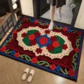 New Chinese style knitted floral diatomaceous earth absorbent floor mat for entryway bathroom - Wool Style 8