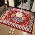 New Chinese woolen style diatomite absorbent door mat, anti-slip floral floor mat for entryway. - Wool Style 9