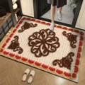 New Chinese style absorbent floor mat, retro knit pattern anti-slip entryway rug variant. - Wool Style 10