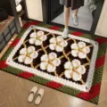 Cozy crochet style absorbent floor mat for entryway, anti-slip soft floor decor. - Wool Style 14