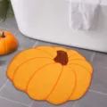 Pumpkin shaped bathroom floor mat, soft fluffy anti-slip rug for cozy autumn home decor. - Halloween —— 5