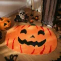 Halloween pumpkin shaped door mat non slip plush rug autumn holiday home floor decor detail - Halloween —— 6