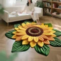 Tapis de sol moelleux en tournesol, tapis floral 3D pour salon, descente de lit douillette. - Tournesol 6