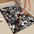 Absorbent stone pattern anti-slip bathroom floor mat for home use and quick drying. - Lotus Leaf Cartoon - 8