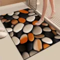 Pebble Diatomaceous Earth Bath Mat Quick Dry Absorbent Non Slip Floor Mat for Bathroom Home - Lotus Leaf Cartoon - 9