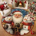Christmas round rug crystal velvet floor mat holiday home decor tree mat for bedroom indoor use - Christmas Decorations 9