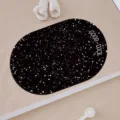 Korean minimalist oval floor mat with splash ink pattern and Good Luck letter for home bathroom. - 40x60cm (Diatom Mud) / Korean Style Simple - 1
