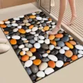 Non-slip pebble bath mat, absorbent diatomaceous earth floor mat for bathroom use. - Lotus Leaf Cartoon - 10
