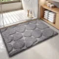 Modern minimalist flocked absorbent non-slip bath mat with grey pebble pattern for home entry. - 40x60cm / Light Stone Texture