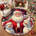 Christmas round floor mat crystal velvet carpet holiday home decor living room bedroom tree mat - Christmas Decorations 6