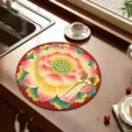 Round lotus diatomite draining mat, absorbent kitchen table placemat and heat insulation pad. - Lotus - 9