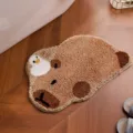 Close-up of cute cartoon animal shaped faux cashmere bath mat on wooden floor - 40x60cm / Animal Paradise - 2