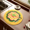 Round lotus diatomaceous earth drain mat countertop absorbent kitchen placemat coaster pad - Lotus Flowers - 11