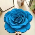 3D blue rose shaped floor mat, non-slip bathroom rug, absorbent soft shower room foot mat. - 40x40cm (Diatomite) / 3D Large Floral 7