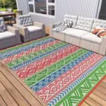 Outdoor patio rug with Moroccan geometric tribal pattern, durable waterproof mat for balcony room. - 40*60cm / Moroccan Ethnic Style 3