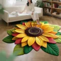 Tapis Tournesol 3D Motif Floral Tapis de Sol Antidérapant pour Salon Chambre Décoration Maison - Tournesol - 11