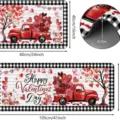 Set di tappetini in velluto di cristallo di San Valentino con camion rosso - Pickup Rosa / 40x60cm