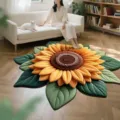 Tapis tournesol moelleux pour salon, joli tapis de sol floral, chambre anti-derapant. - Tournesol - 12