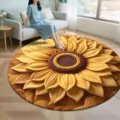 Tapis rond tournesol 3D salon antidérapant tapis de sol chambre confortable décoration - Tournesol - 13