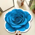 3D blue rose shaped floor mat, non-slip absorbent bath rug, aesthetic room decor for bathroom - 40x40cm (Diatomite) / 3D Large Floral 8