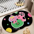 Cartoon diatomaceous earth bath mat, anti-slip absorbent floor mat for home bathroom decor - Lying Cat Black