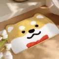 Cute Shiba Inu cartoon floor mat with soft faux cashmere texture for bathroom - Animal Paradise 7