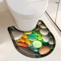Tapis de toilette en terre de diatomée en forme de U avec motif de galets colorés 3D - Galet — 11