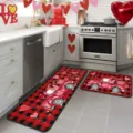 Set tappeti cucina San Valentino con camion rosso e quadri, tappeto antiscivolo. - Pikachu scacchiera / 40x60cm