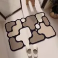 Abstract geometric puzzle anti-slip floor mat for bathroom door and living room home use. - 30x40cm / Style-2
