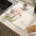 Diatomaceous earth dish drying mat for kitchen counter, absorbent and non-slip mat. - Tulip Garden